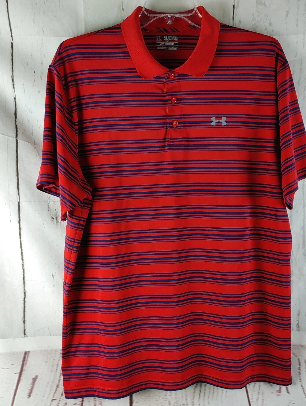 Under Armour Men’s Red Striped Polo Shirt Size 2XL
